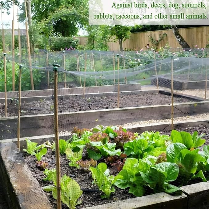 Woven Bird Netting 10X10 FT, 1/2" Mesh, Strong Bird Net Protect Fruit Trees, Blueberry, Vegetables, Strawberry Plants, Garden Netting Pest Barrier, Against Deer, Squirres, Small Critters