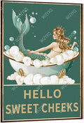 Metal Signs Hello Sweet Cheeks Mermaid Sign Vintage Aluminum Tin Sign for Home Office Kitchen Bar Cafe Garden Bathroom Wall Decor 12x8 Inch