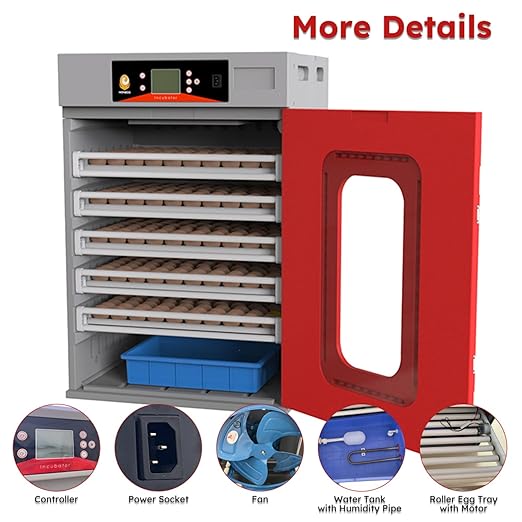 Cabinet Incubator for Hatching Eggs,400 Eggs Incubator with Automatic Egg Turning and Humidity Control,Commercial Large Cabinet Hatcher for Chicken, Duck, Quail,Birds Eggs (Red,400-Egg)