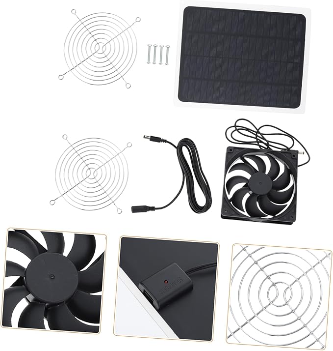 Yardwe 1set Solar Powered Fan for Chicken Coop and Greenhouse Small Exhaust Fan for Pet House Cooling Lightweight and Circulation