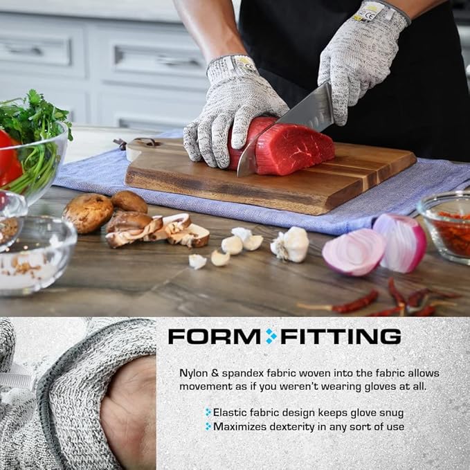 Glove Station Ultra Durable Series Cut Resistant Gloves - Cutting Gloves for Chefs, BBQ and Cooking - Level 5 Protection, Food Grade Safe Cut - Grey, Medium Size
