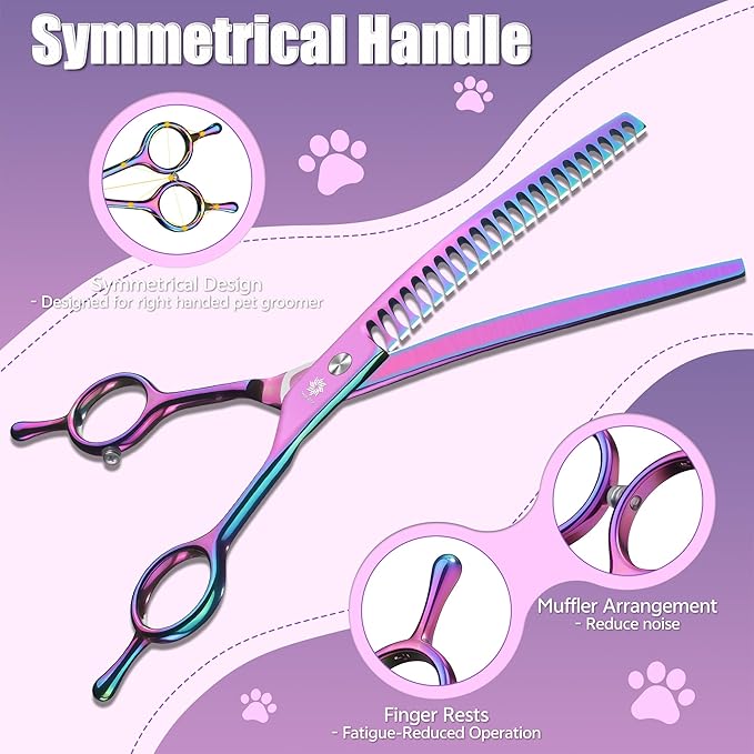 Dream Reach Dog Chunker Scissors - Dog Blending Thinning Cat Grooming Chunkers Shear Rainbow 8"