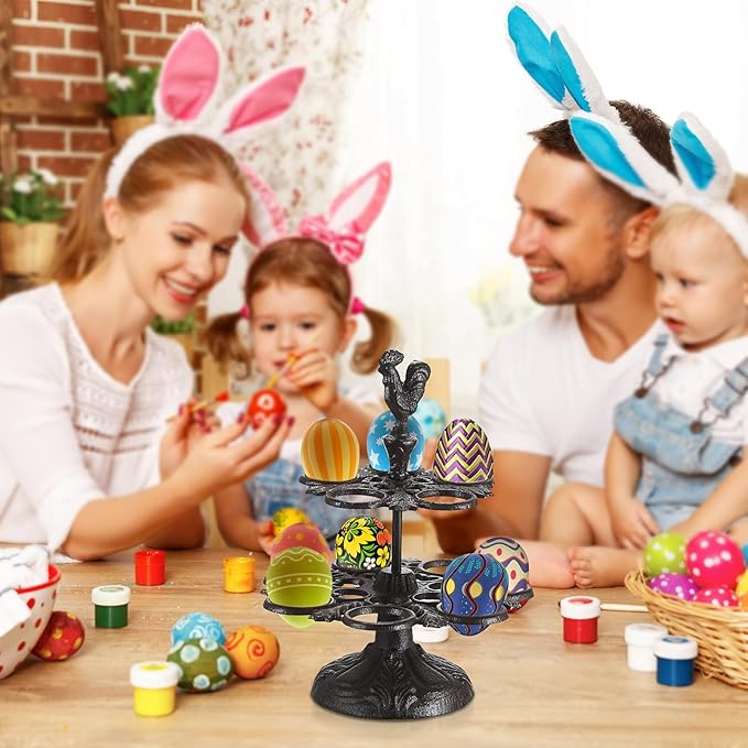 Heavy Duty Cast Iron Egg Holder Countertop - Vintage Egg Holder Stand for Fresh Eggs, Retro Egg Storage Rack, Easter Egg Display Holder for Kitchen & Dining Countertop Decor