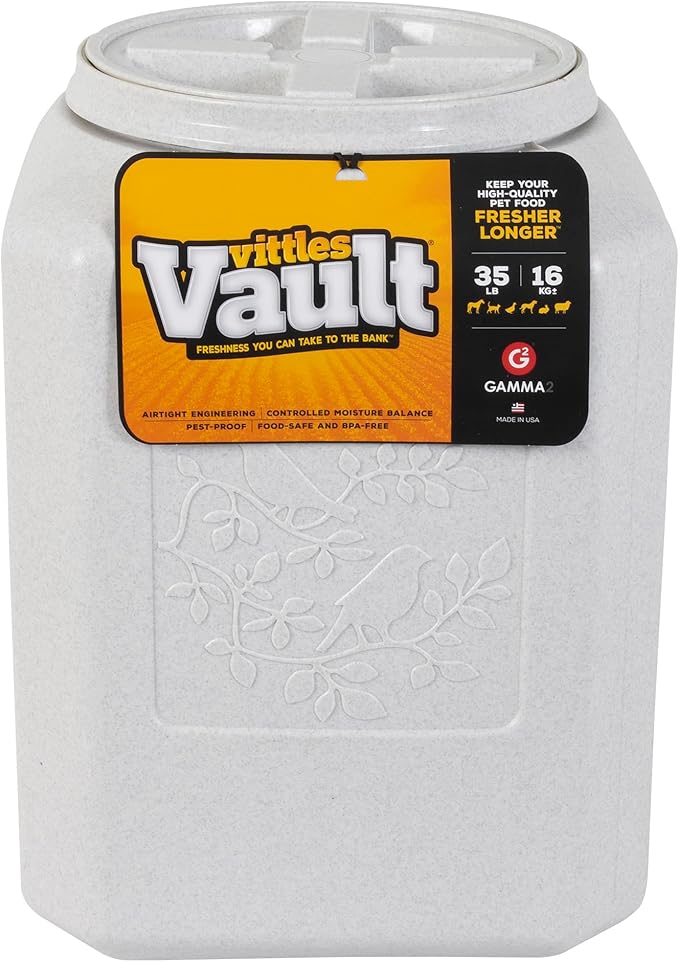 Gamma2 Vittles Vault Bird Seed Storage Container, Up to 35 Pounds Dry Pet Food Storage, Made in USA