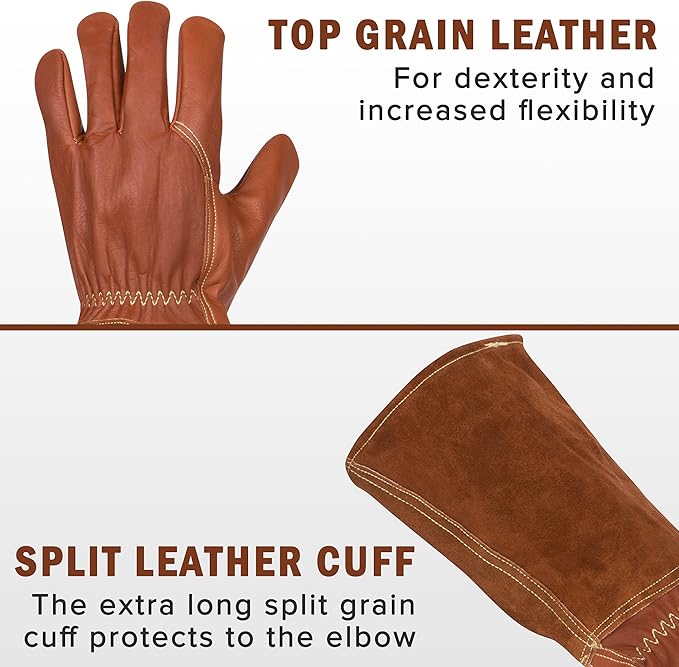 Falconry Elbow Length Protective Animal Handling Gloves Men's Sizes XS, Small, Med, Large, XL, XXL
