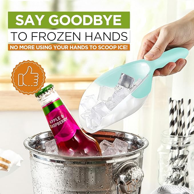 Spring Chef Dog Food Scoop, Contoured Translucent Flexi-Plastic Pet Food Scooper with Soft Grip Handle, Kitchen Magnetic Ice Scoop for Freezer, Ice Machine, Popcorn, Flour, Coffee Bean - Mint