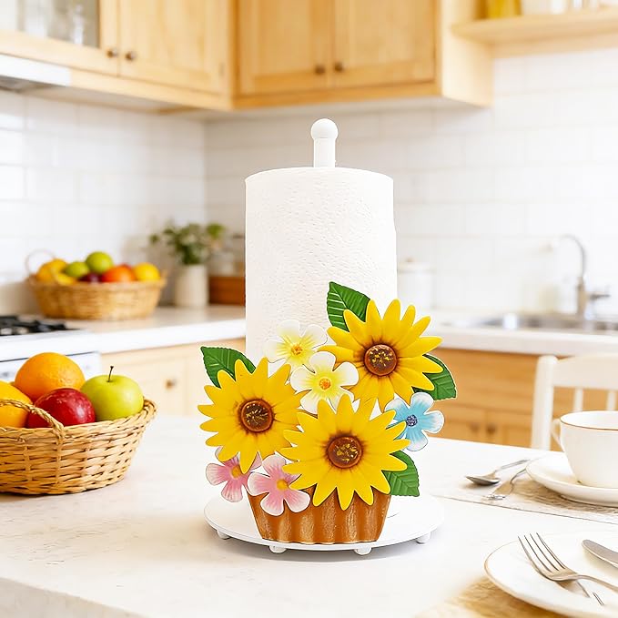 Sunflower Kitchen Decor Sunflower Gifts for Women Sunflower Paper Towel Holder Countertop Yellow Farmhouse Paper Towel Stand Cute Kitchen Decor Home Stuff Housewarming Gifts