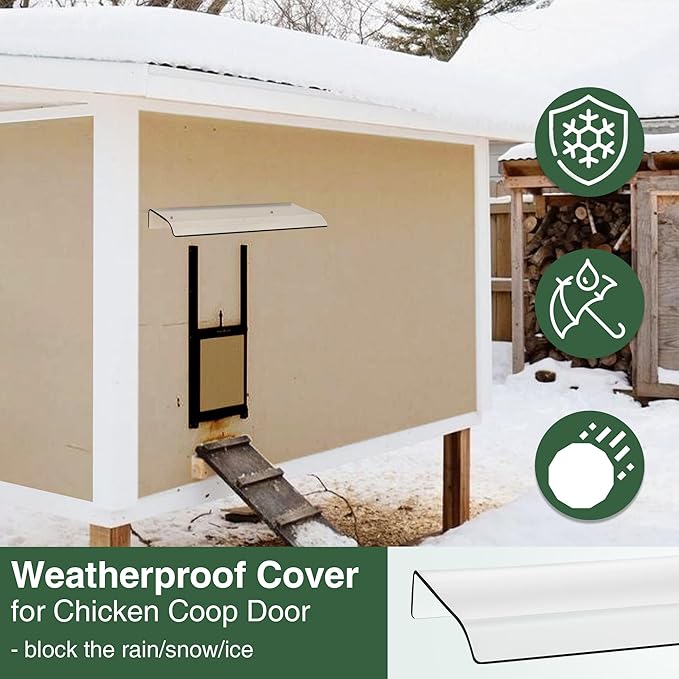 Saillong Weatherproof Cover for Chicken Coop Doors, Prevents Rain and Snow from Impeding Movement of Your Automatic Chicken Coop Door, Chicken Door Opener Cover Accessory (Polycarbonate)