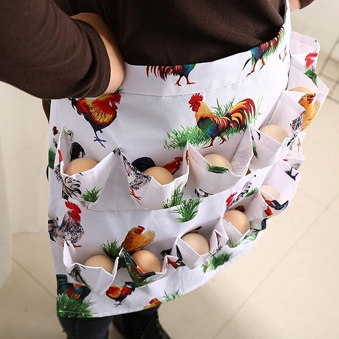 12 Pockets Egg Apron for Women, Farm Fresh Eggs Apron for Eggs Collecting,Chicken Egg Gathering Pocket
