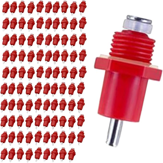 100Pcs Automatic Poultry Drinker Chicken Nipple Drinking Dispenser Screw Style Red Wear Resistant for Farm Poultry Watering System Waterer