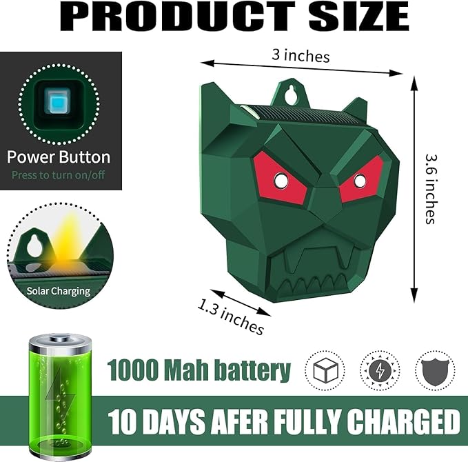 Eyourlife 4Pcs Green Predator Lights for Chicken coop,Solar Predator Deterrent Flashing Lights,Night Guard Predator Light Suitable for Yard and Chicken Coop to Stop Coyote Fox Raccoon Skunk
