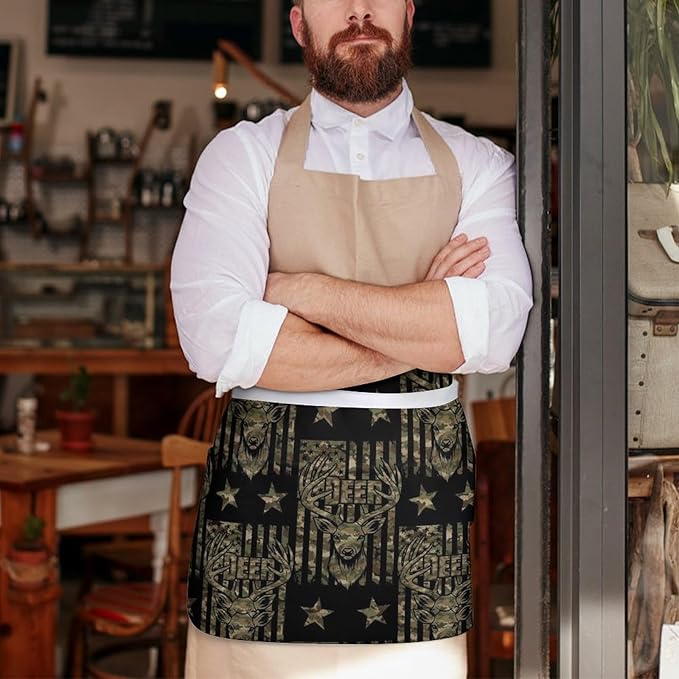 Half Apron with 3 Pockets Chef Cooking Kitchen Restaurant Aprons for Women Men