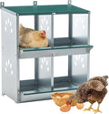 3/4 Compartment Chicken Nesting Boxes, Metal Wall Mount Chicken Egg Laying Box with Roll Out Egg Collection, Galvanized Steel Chicken Nesting Box for Laying Hens, Easy to Clean & Assemble (4-Hole)