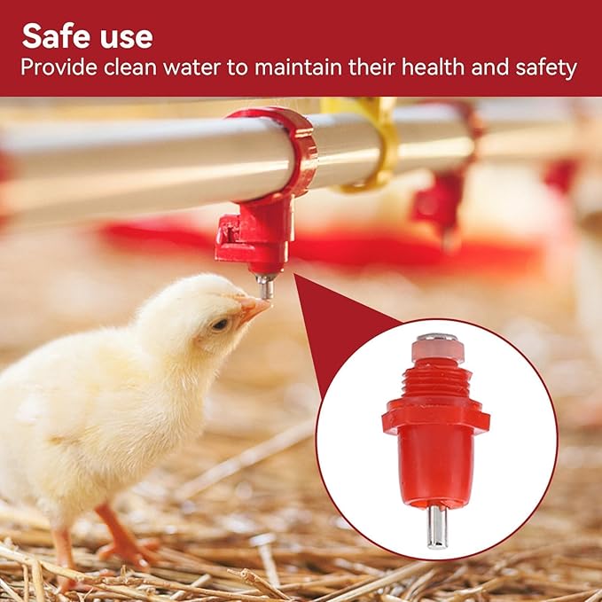 Chicken Waterer Nipples, 100Pcs Automatic Chicken Waterer Poultry Waterer Poultry Drinking Nipples Chicken Water Feeder Water Saving Outdoor Poultry Watering System