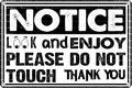 Warning Metal Sign Notice Look and Enjoy Please Do Not Touch Vintage Tin Sign for Home Office 8X12Inch