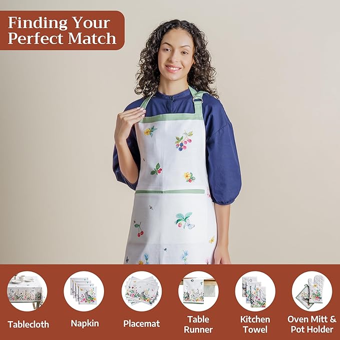 Maison d' Hermine 100% Cotton Apron for women with Pocket Kitchen Chef Apron for Men Cooking Easter Decorations