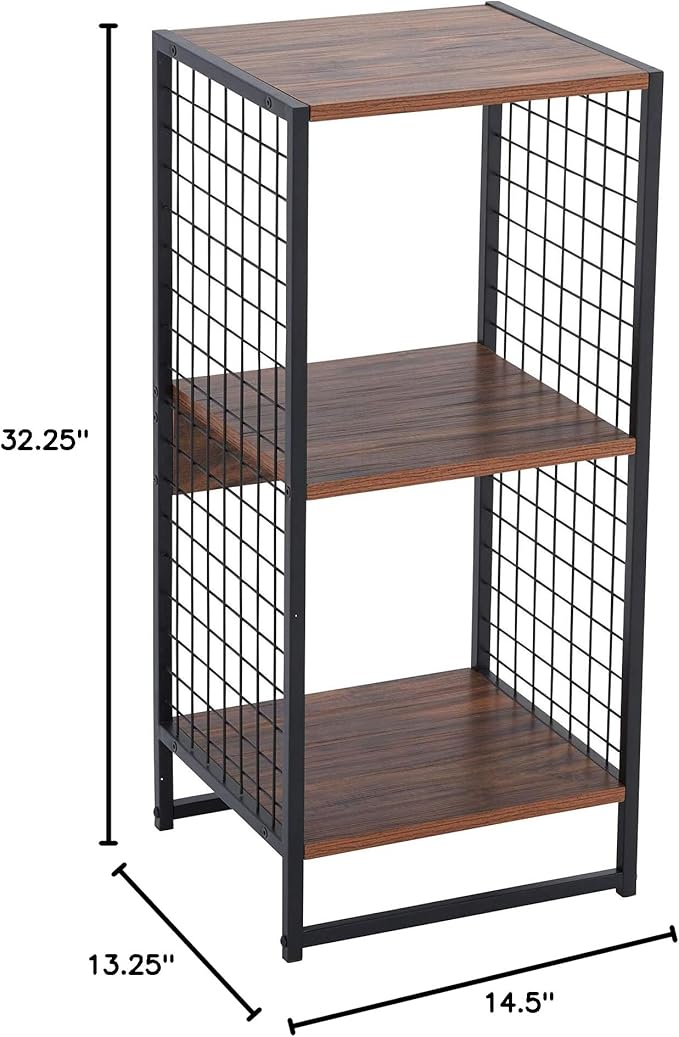 Household Essentials Cube Book Shelf with Metal Mesh Wire Sides