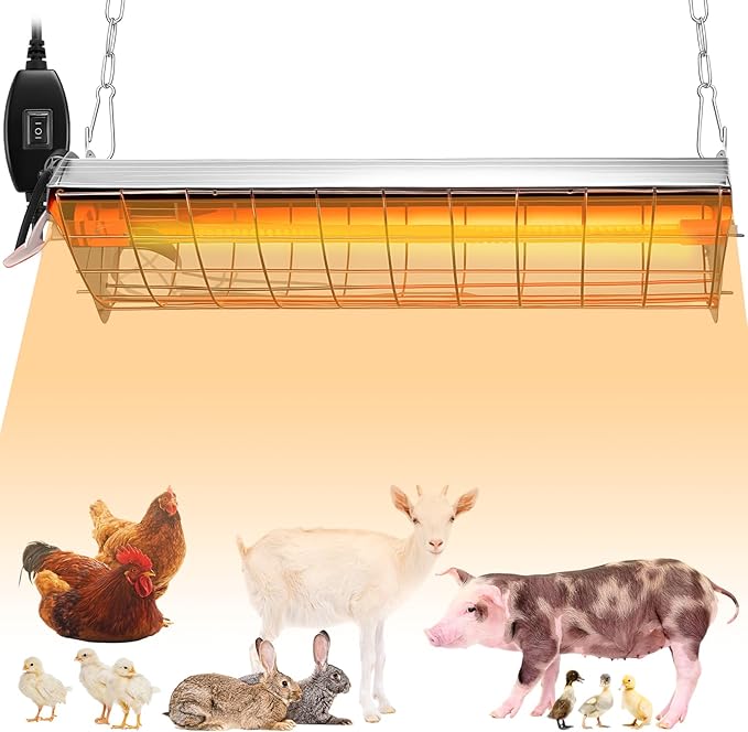 Large Chicken Coop Heater for Winter 16'' Width 400w Carbon Fiber Hanging Light Heated for Chicks, Brooder Heating Lamp, Adjust 2 Mode Temp and Hanging Height for Coop Dogs Pets Accessories