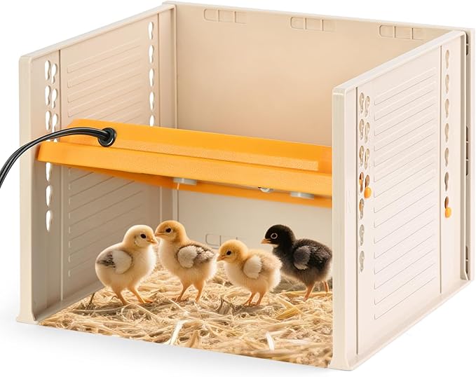 Brooder Plate for Chicks, 25W Heat Plate with Temperature Control, 9.76" x 9.76" Brooder Heater Adjustable Height and Angle, Chick Warmer Brooding Heating Plates for Baby Chicken Poultry Duck