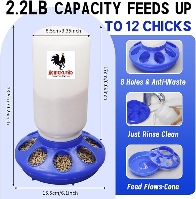 Chick Feeder and Waterer Set – Automatic 1kg Chicken Feeder and 1L Waterer for Baby Chicks, Ducks, and Quail – Brooder Starter Kit & Chicken Coop Supplies and Accessories