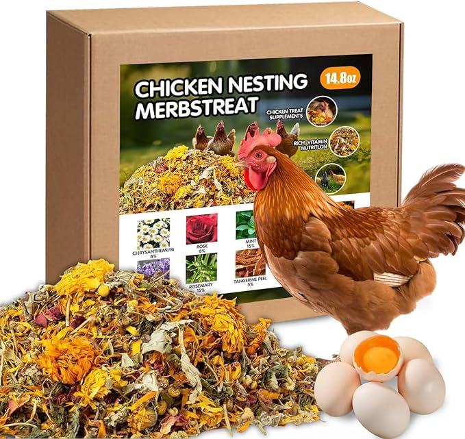 14.8 Oz Nesting Herbs for Chicken Coop - 10 Natural Dried Herbs for Chicken Coop Accessories, Hens Accessories and Must Haves for Bedding - for Chicken Coop Deodorizer Freshness Egg Production