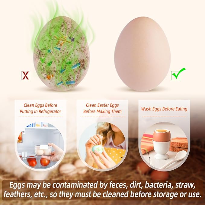 Egg Brush Cleaner, Egg Scrubber Tool for Fresh Eggs, Egg Washer Cleaner Scrubber, Easter Gifts Creative Chicken Shape Egg Wash Brush Silicone Washing Egg Tool - White - Yellow Mouth