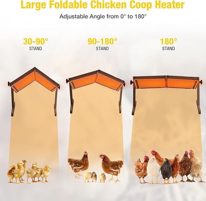 Aivituvin Foldable Chicken Coop Heater for Winter, 120w Large Size Waterproof Chicken Heater for Coop, Radiant Heat Chicks Coop Heater with 2 Heating Plates, Adjustable Temp 70~190℉ (Dark Brown)