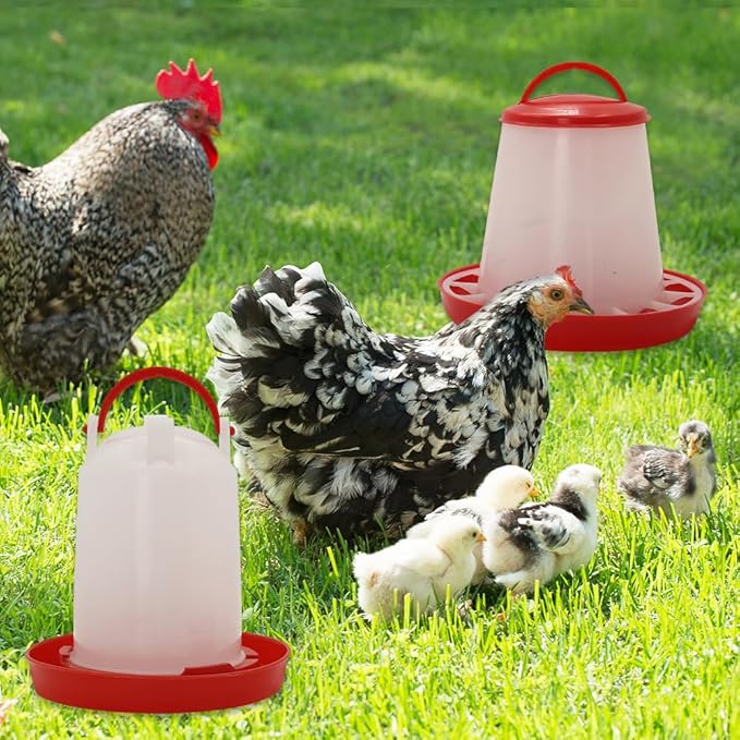Chick Feeder and Drinker kit Hanging 3.3 Pound Chicken Feeder & 1.58 Quart Poultry Waterer for coturnix Quail. Broilers Ducks and Geese