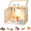 Chick Brooder Box Chick Starter Kit,Poultry Brooder Wooden with Thermometer and Two Heat Lamp,Baby Chicken Supplies for Duck Quail Hamsters and Lizards