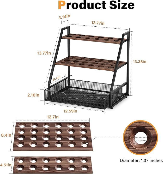 3-Tier Wooden Fresh Egg Holder Countertop With Basket for 36+90 Eggs, Wooden Egg Holder Countertop with Carry Handle for Gathering 150+ Eggs, Duck, and Quail Eggs