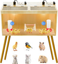 Brooder Box for Chicks, 32 Inch Wooden Large Chicken Brooder Box with 75W Heat Lamps, Thermometer, Chicken Feeder, Waterer Set, Tin Foil, Breeding Kit for 12-15 Chicks Ducks Quail with Legs
