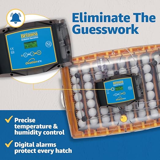 Brinsea Ovation 56 EX 56-Egg Incubator with Automatic Humidity Control - Incubators for Hatching Eggs with Digital Alarms - Programmable Turning for Chicken and Duck