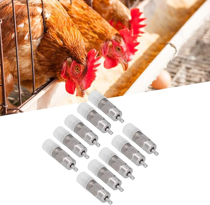 Chicken Water Nipple, Automatic 360-Degree Stainless Steel Poultry Drinking Feeder with Ball Bearing Outlet for Small Animals Farming Chicken Coop Hydration System