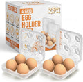 ZPU Egg Holder Camping, 2Pcs 4 Grid Egg Container, Plastic Egg Carrier for Camping Picnic Travel Outdoor Refrigerator Kitchen, Protective Egg Storage Case, Clear White