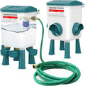 Float-Controlled Automatic Chicken Waterer & No Waste Feeder Kits - Chicken Coop Accessories, Poultry Waterer and Feeder, Two Buckets 3 Gallon/18-23 Pounds