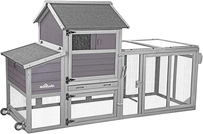 Aivituvin Chicken Coop Expandable Chicken House with Wheel Large Hen House Movable Poultry Cage, Easy Combination with Second Coop