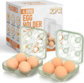ZPU Egg Holder Camping, 2Pcs 4 Grid Egg Container, Plastic Egg Carrier for Camping Picnic Travel Outdoor Refrigerator Kitchen, Protective Egg Storage Case, Green