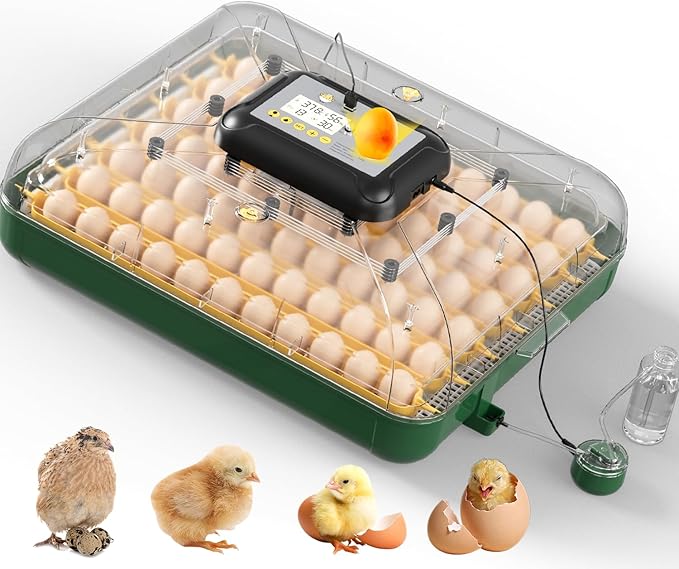 63 Egg Incubator for Hatching Eggs with Auto Egg Turning, High Precision Temperature & Humidity Display, Hatch Day, Egg Candler, Upgraded Motor, Incubator for Hatching Chickens, Higher Hatch Rate