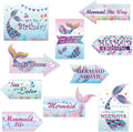 WERNNSAl 10PCS Mermaid Birthday Party Decorations - Ocean Party Decorations for Girls Kids Mermaid Birthday Party Supplies under The Sea Mermaid Sign for Home Door Yard Wall Decor