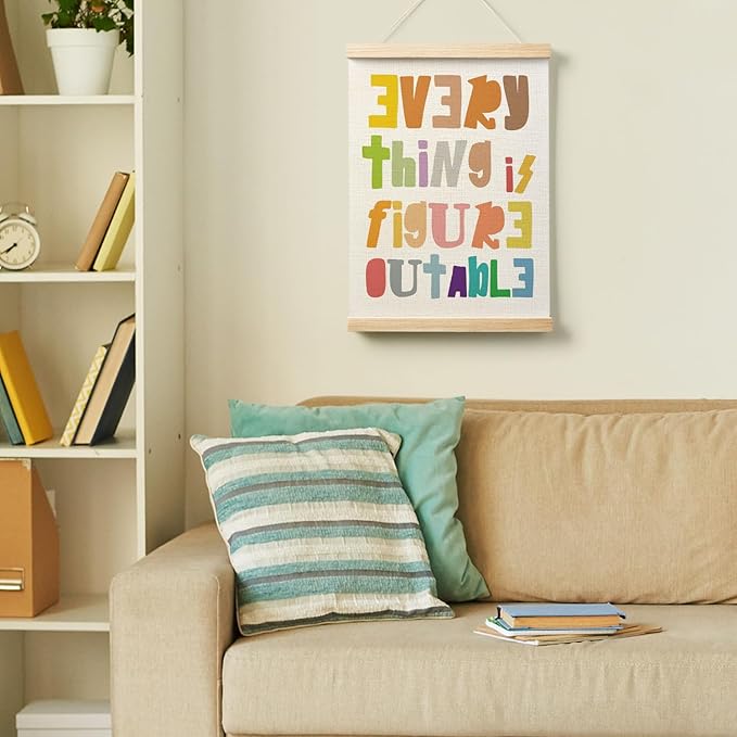 AQYIP Everything is Figureoutable Inspirational Wall Art Decor, Boho Classroom Decor, Positive Affirmations Poster Canvas Prints for Kids Room Home Classroom Wall Decoration, 12x16 Inch