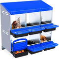 Chicken Nesting Box,Roll Away Eggs Laying Boxes,Large Bedding for Hens Birds Duck Coop Poultry Habitat Supplies,6 Compartments,Cleanable Pull Out Hen Roosting Boxes