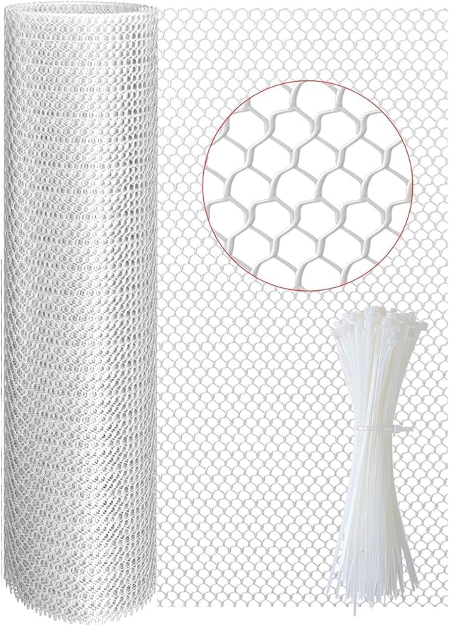 TOYPOPOR 16In x 15Ft Plastic Chicken Wire Fence Mesh, Hexagonal Fencing Wire for Gardening, Poultry Fencing, Chicken Wire Frame for Crafts, Floral Netting