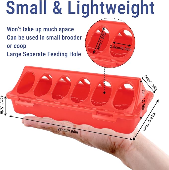 5pcs Flip Top Poultry Feeders, Spill Proof Chick Feeder Trough Quail Feeder No Waste No Mess Plastic Pigegon Feeder Small Poultry Coop Feeder for Chick,Bantam,Duckling,Parrot,Other Birds