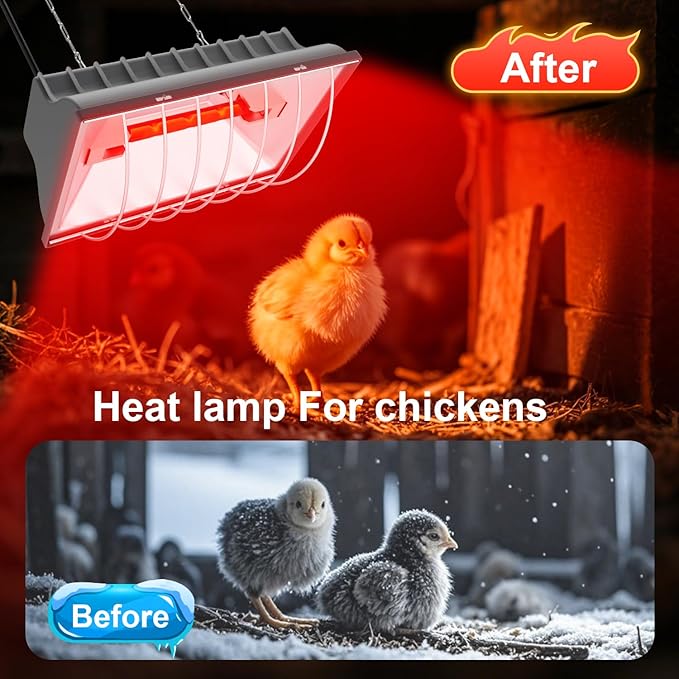 UTFEEDY Chicken Coop Heater, Aluminum Brooder Heater Lamp for 30 Chicks or Duckling, 250 Watts Heating Plate Lamp Warmer with Adjustable Temperature & 8 feet Iron Chain for Amphibians, Livestock, Pets
