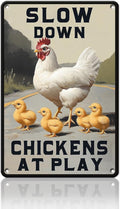 Funny Chicken Signs Slow Down Chickens At Play,chicken Crossing Aluminium Sign Metal Chicken Signs Decor Home Ktichen Farm Are Wall 12x16 Inch Chicken Signs For Coop Metal Tin Signs Poster