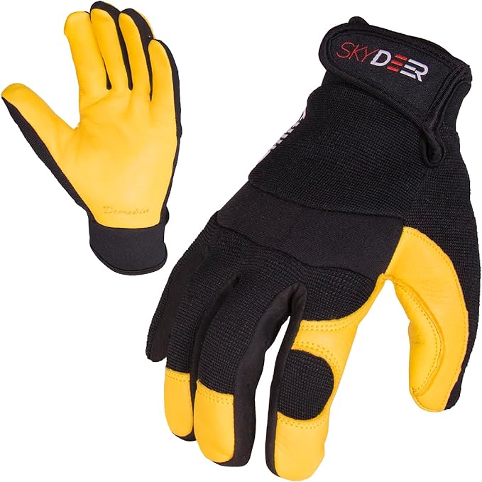 SKYDEER Full Grain Deerskin Leather Gloves for Men and Women, Extra Soft and Hands Protection, 3D Ergonomic Design (SD2210)