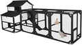 Aivituvin Chicken Coop Extra Large Chicken House 41.3ft² for 8-10 Chickens Outdoor Wooden Hen House Poultry Cage with 6 Nesting Boxes, 6 Perches, Large Run 118" L, Black