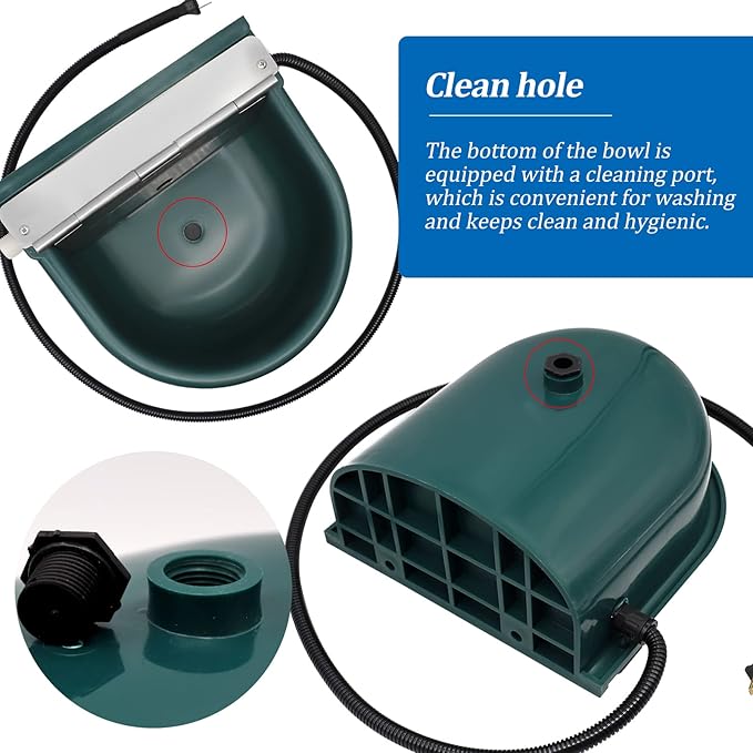 Automatic Heated Dog Water Bowl Outdoor Large Breed, Livestock Heated Waterer Automatic Pet Waterer for Dogs &Cat with Float Valve Thermal-Bowl Winter Livestock Water for Chicken Cow Goat Sheep Pig