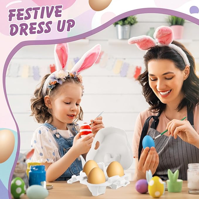 36 Pcs Easter Egg Cartons White Heart Shaped Egg Holder Natural Pulp Paper for Chicken Eggs with Macaron Color Label Ribbon for Easter Gift, Arts and Crafts Reusable (Cute)