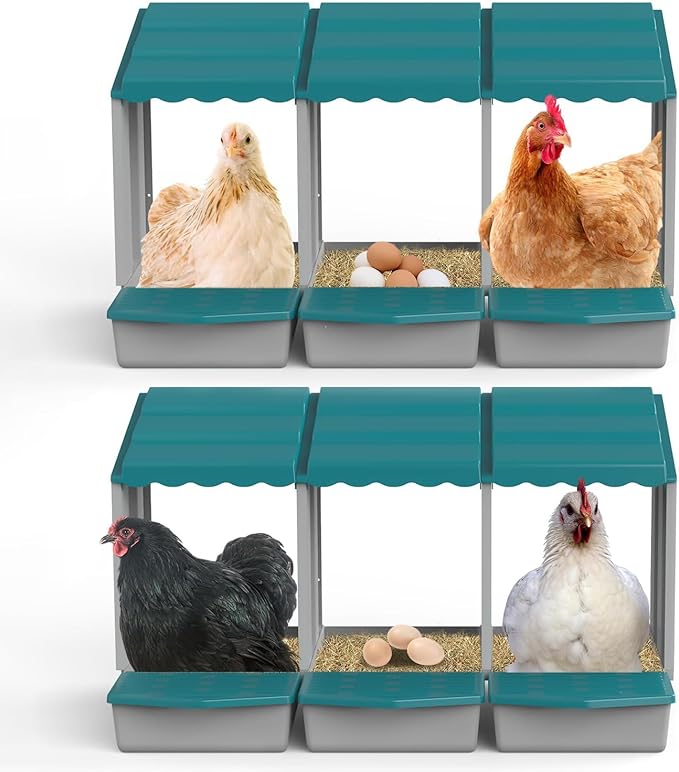 Nesting Boxes for Chickens, Roll Away Chicken Nesting Boxes with Egg Collection for Easy Picking & Protecting Eggs, 6-Compartment Chicken Laying Boxes for Hens, Easy to Clean & Install